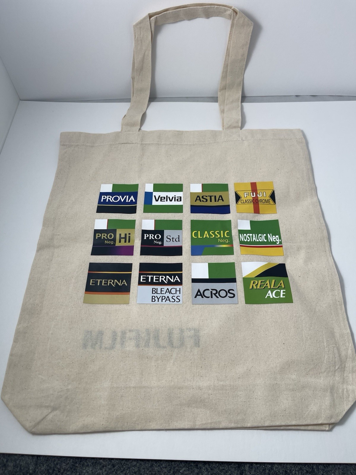 Fujifilm Canvas Tote Bag Beige Film Simulation Design Contemporary 14x12in