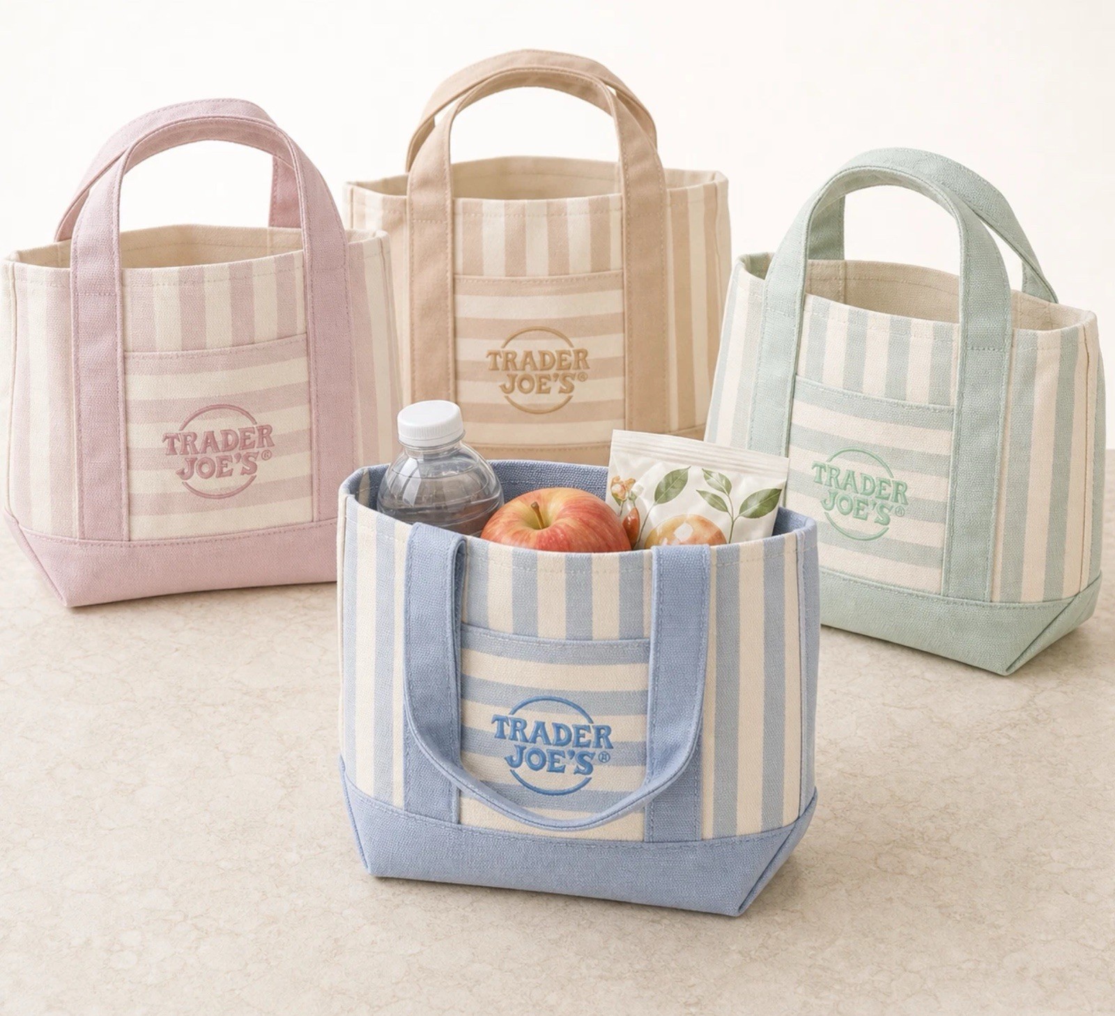 Trader Joe’s Striped Canvas Mini Tote Bag Set 4 Colors Summer 2026 Limited