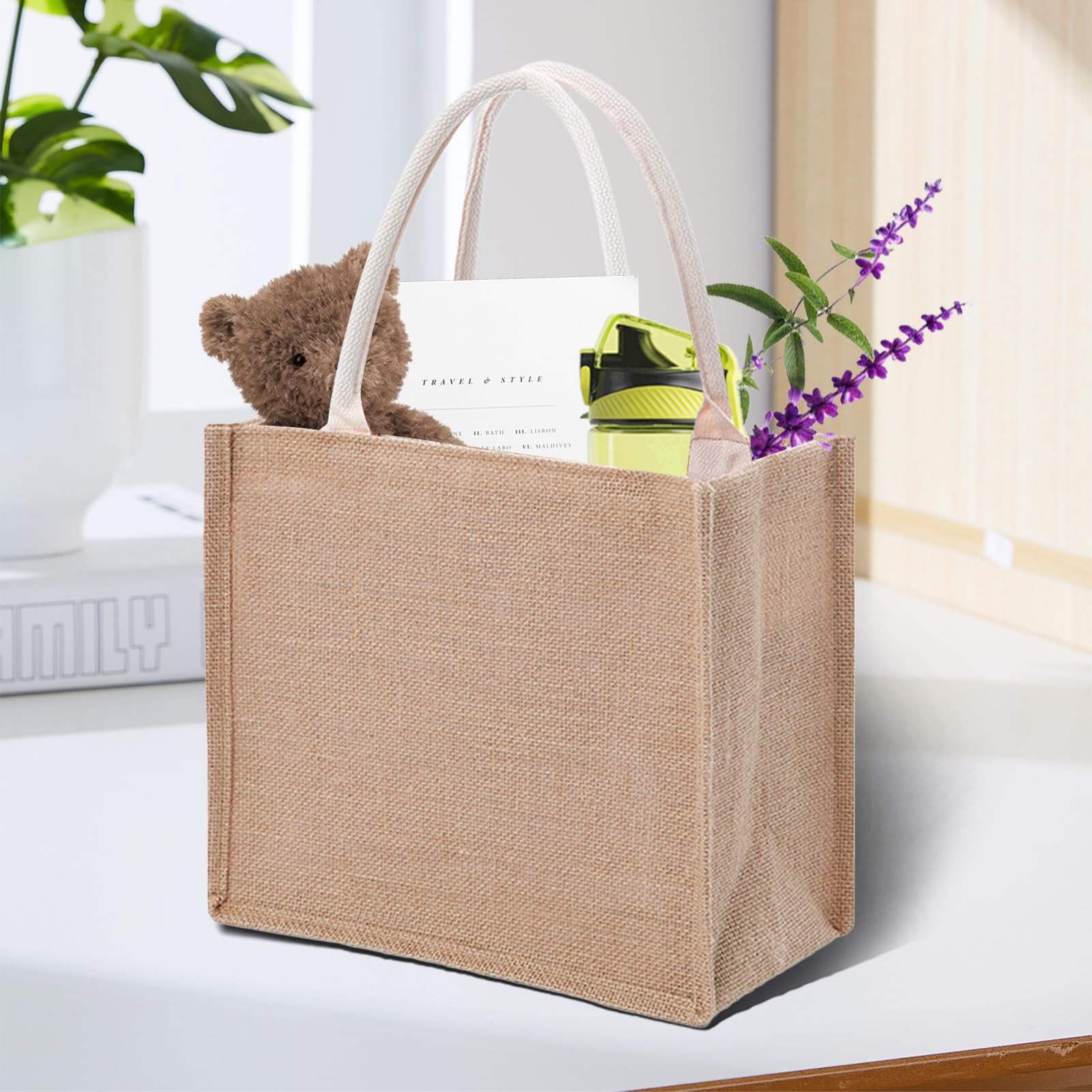 8 PCS Large Burlap Jute Tote Bags Blank DIY Crafts Wedding Bridesmaid