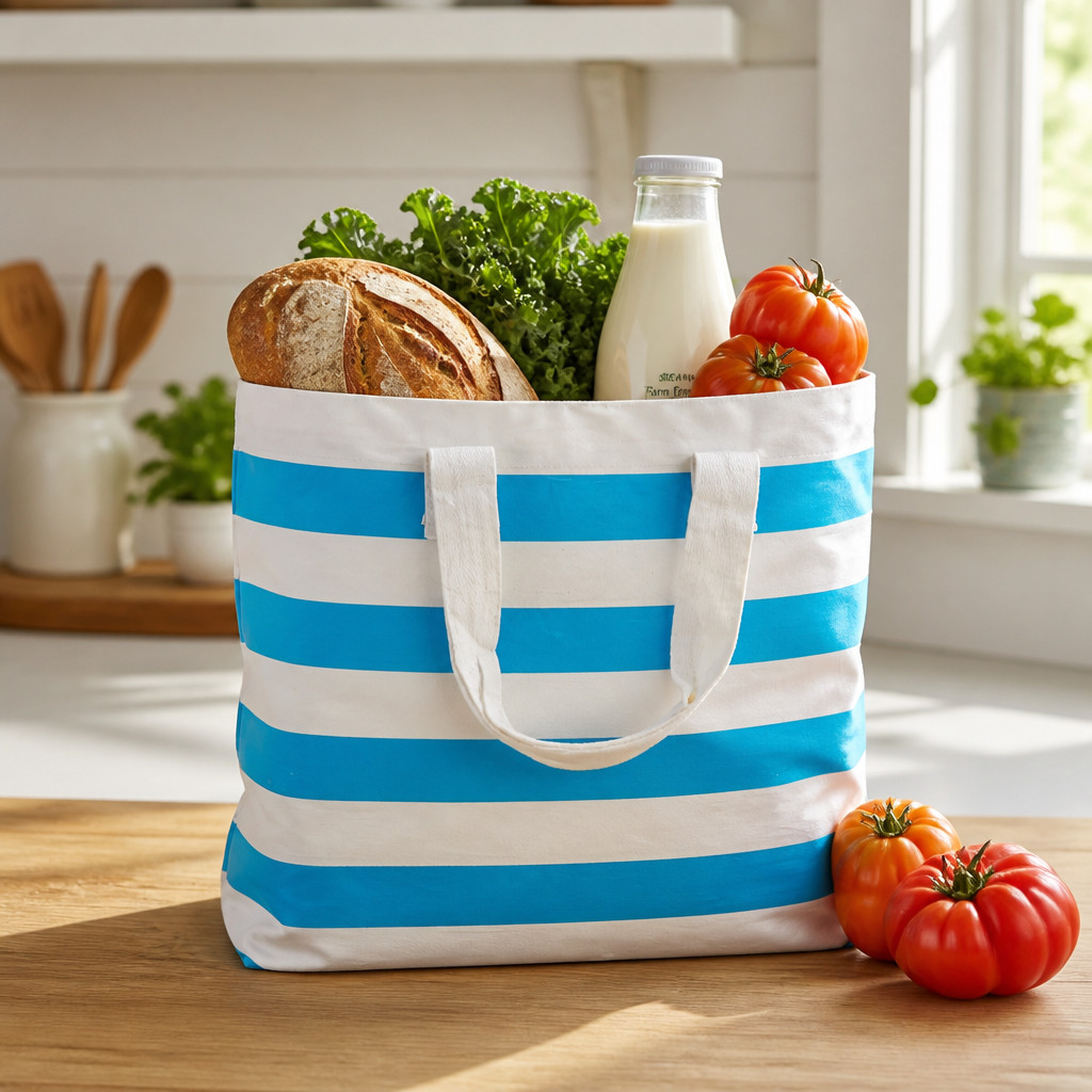 Stripe Canvas Tote Bags 17″ L X 4 1/4″ W X 14″ Tall
