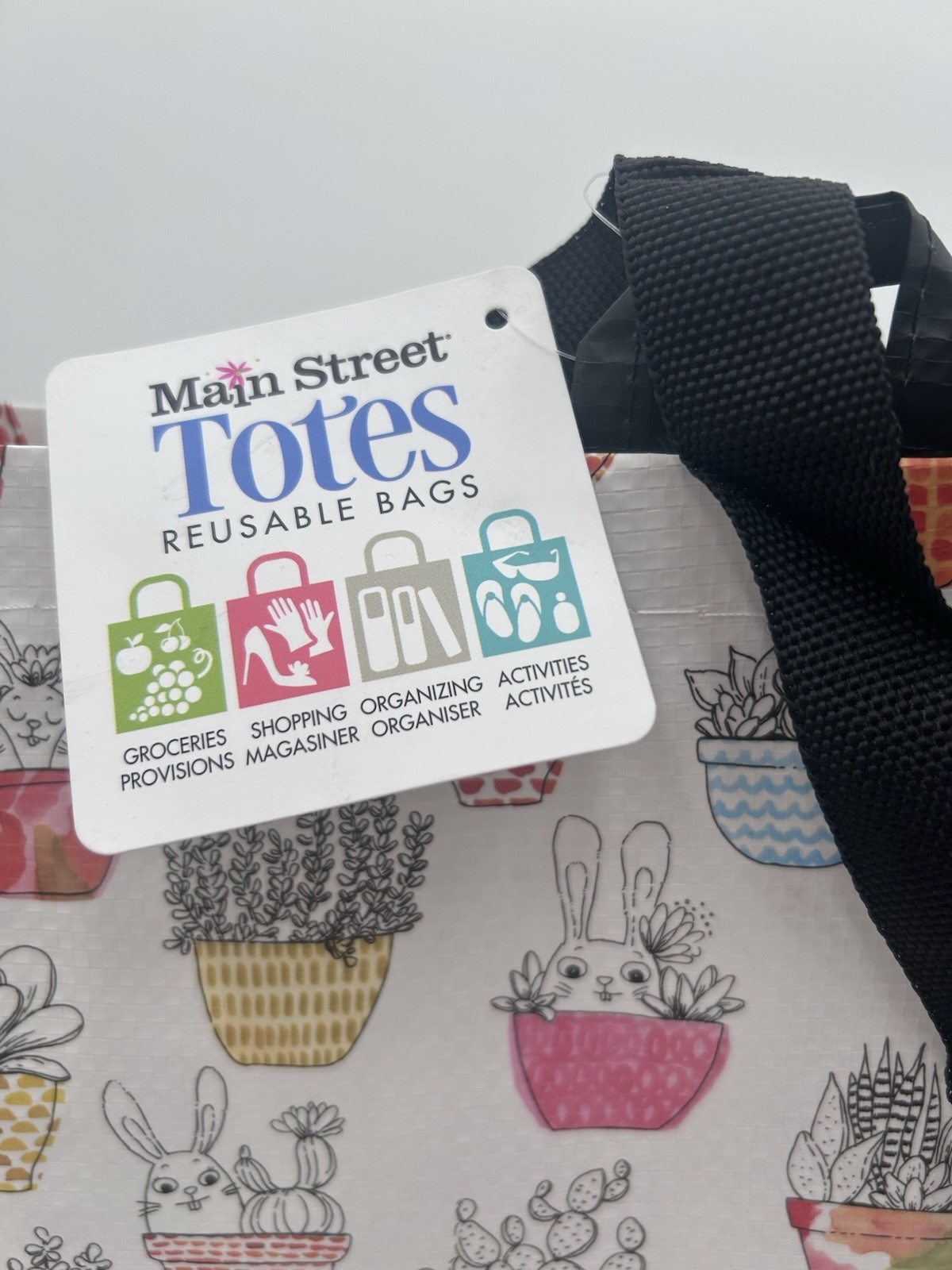 Easter Spring Bunny Rabbits Basket Flowers Gift Reusable MainStreet Tote Bag New