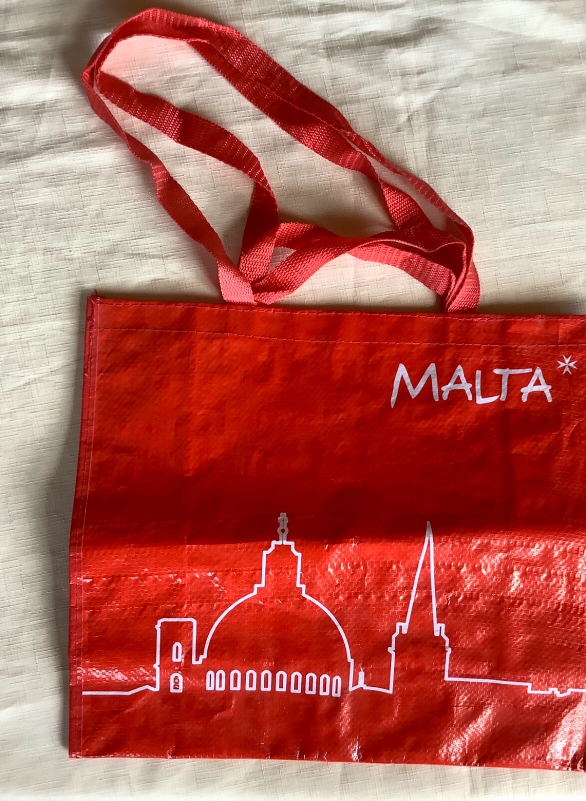 Malta Reusable Shopping/Beach Tote Large Orange Bag Hand & Shoulder Straps NEW