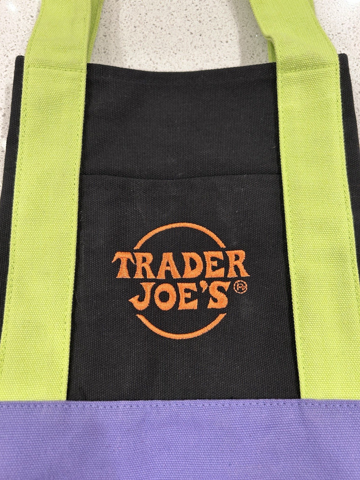 Trader Joe’s Mini Tote Bag Halloween Purple Green Orange Black 12×11