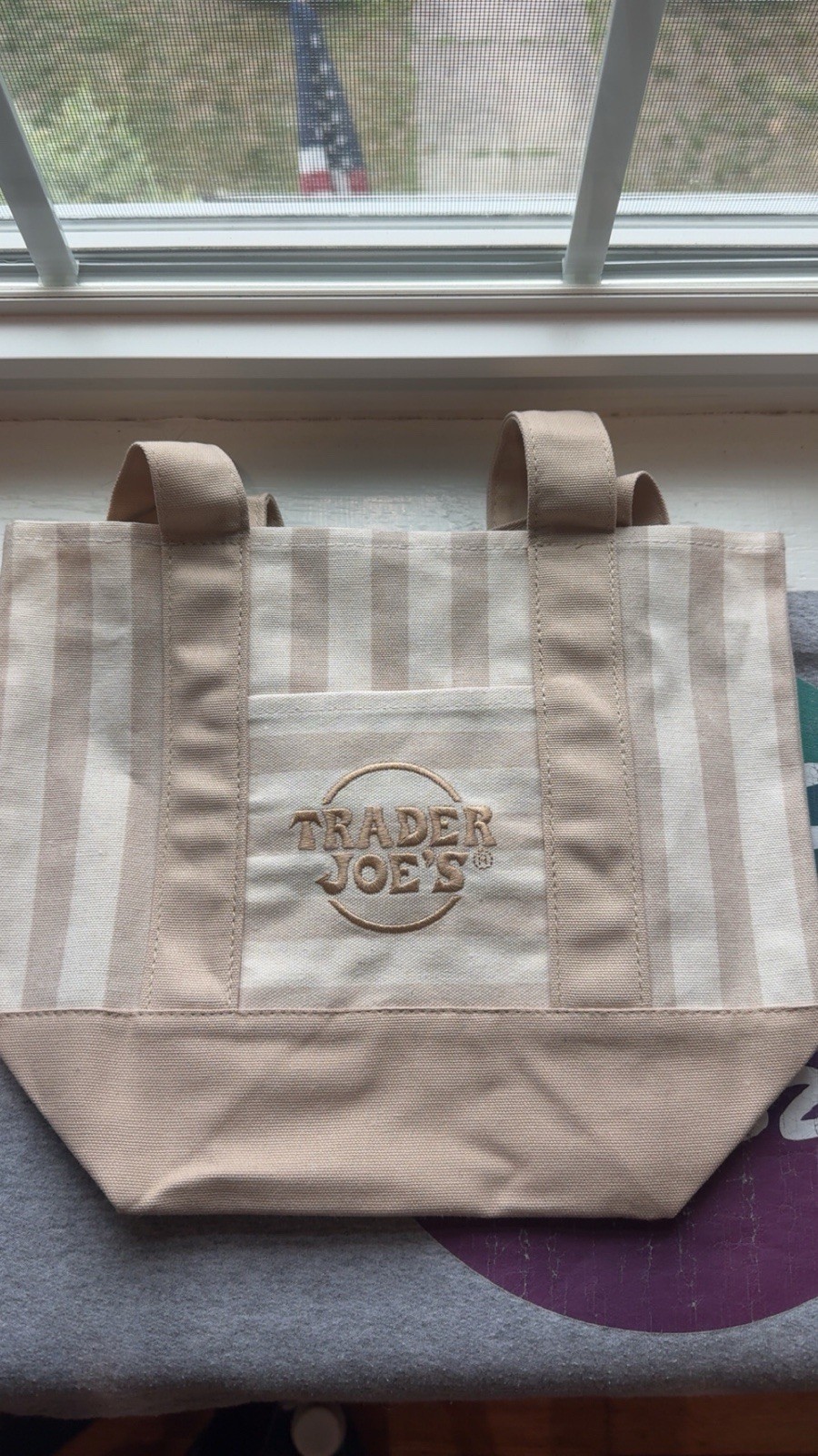 Trader Joe’s Mini Pastel Stripe Canvas Tote Bag Limited Edition Set Of 4 ✅✨