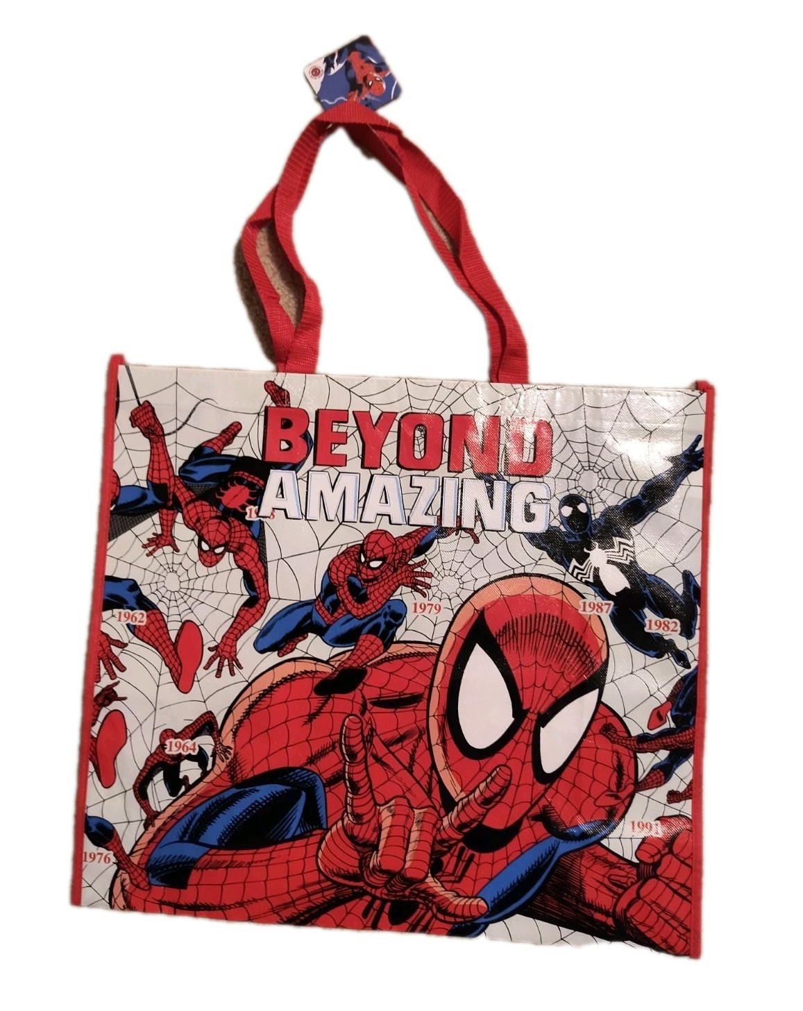 Beyond AMAZING SPIDER-MAN Reusable RED Jumbo Shopping Gift Bag with Handle NEW!