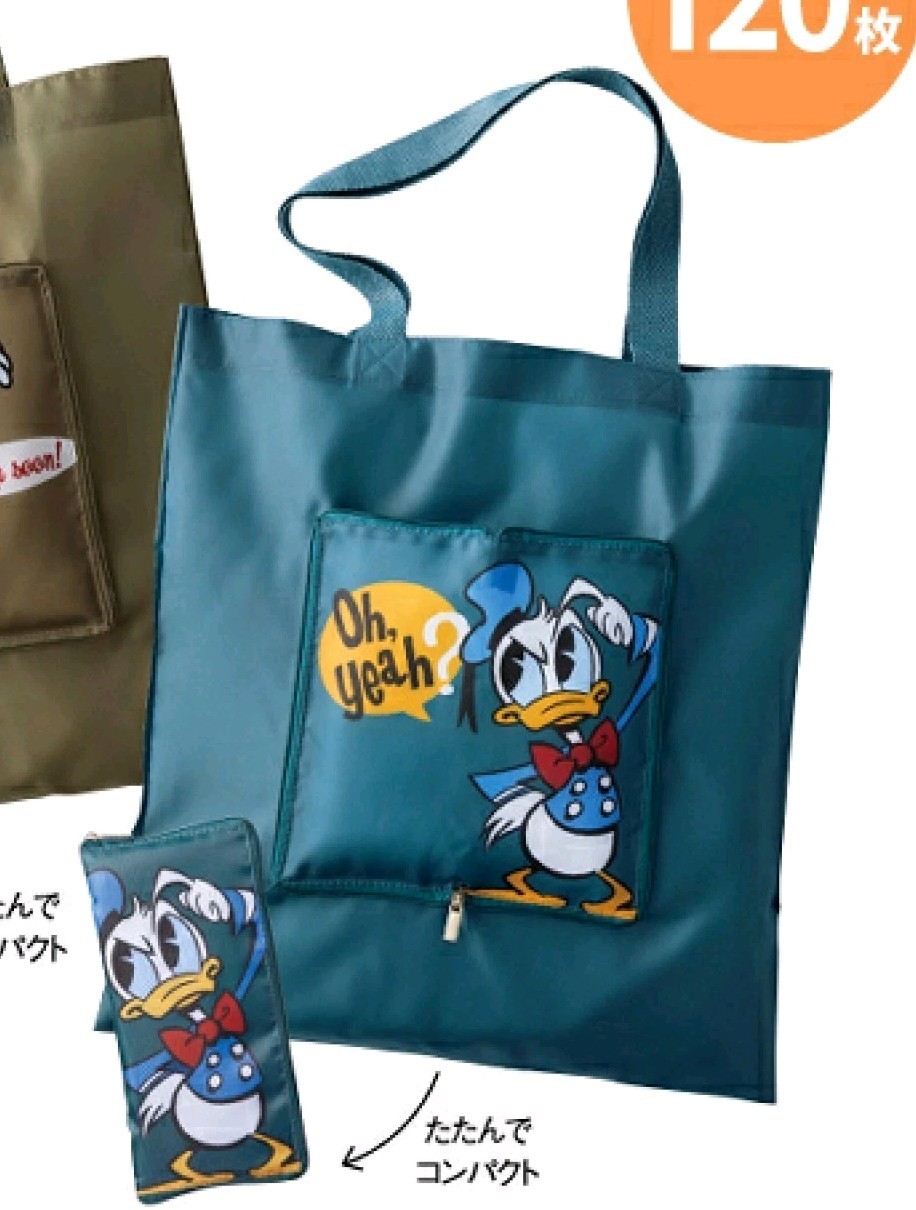 Disney Donald Duck Foldable Tote Bag Compact Eco Shopping Bag Japan NWT