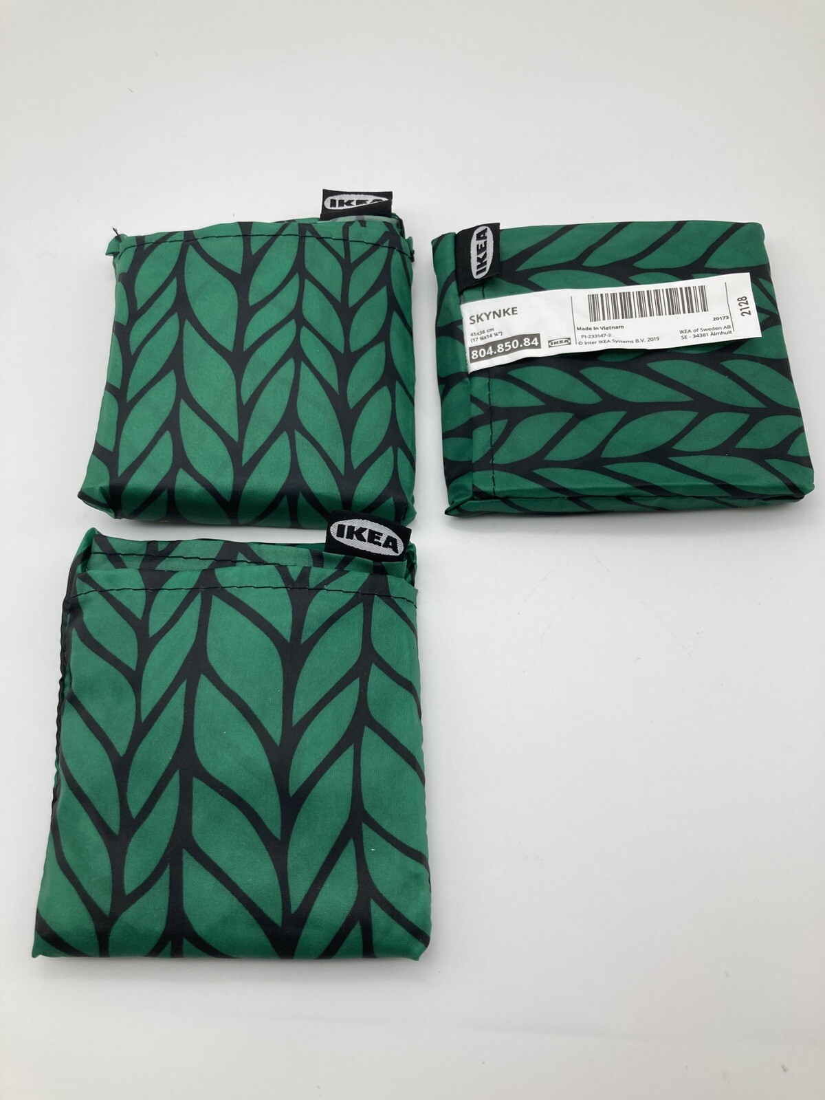IKEA SET OF 3 SKYNKE Bag Shopping Tote FOLDABLE carry in Pocket Purse. Grocery.