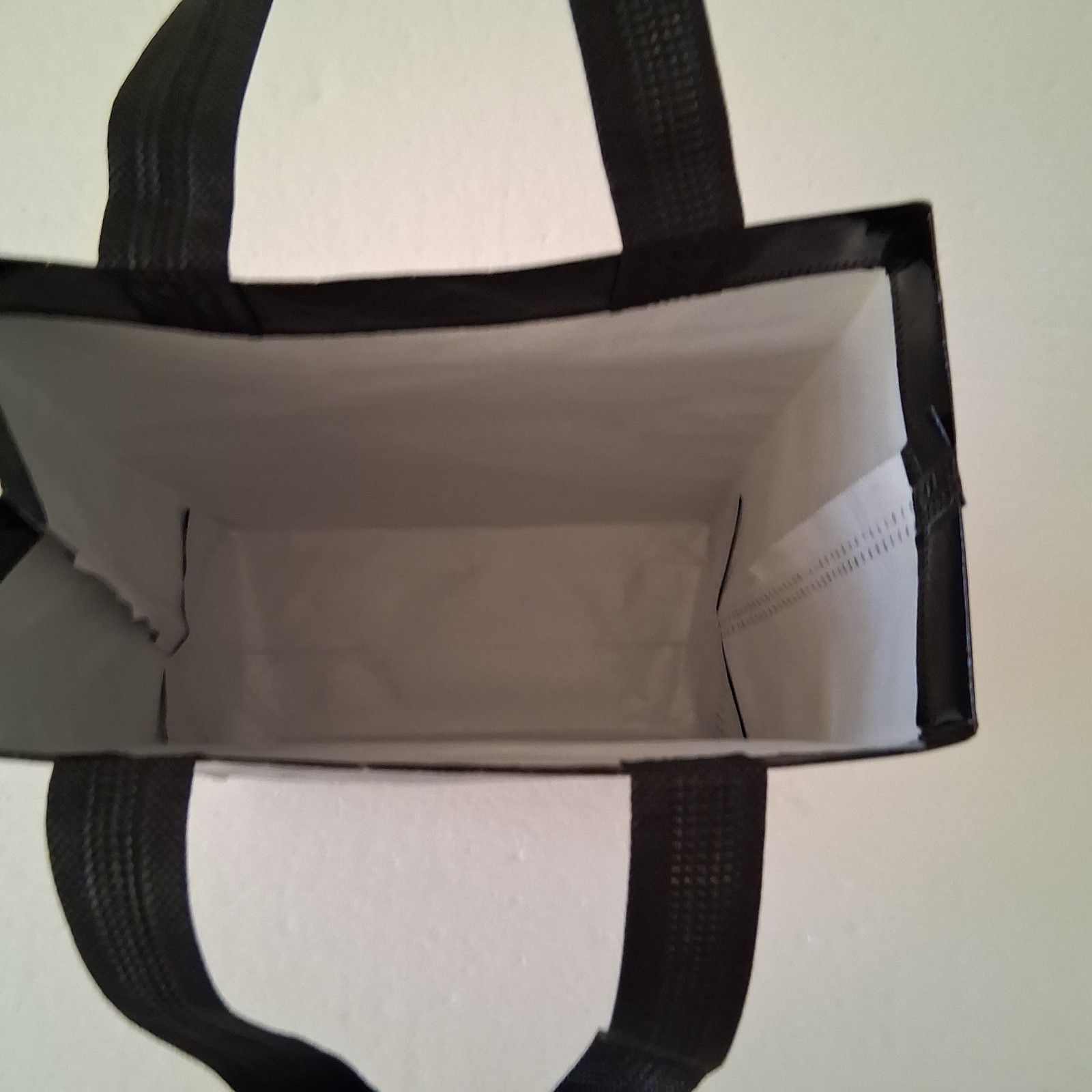 Glossy Black Reusable Tote Laminated Shopping / Gift Bag Chic Wet Look Gusseted