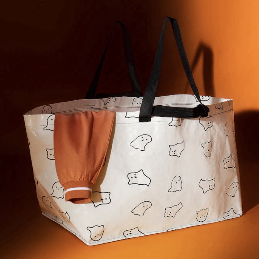 NEW IKEA Limited Edition 2024 White Ghost Tote Bag with Black Strap Handles