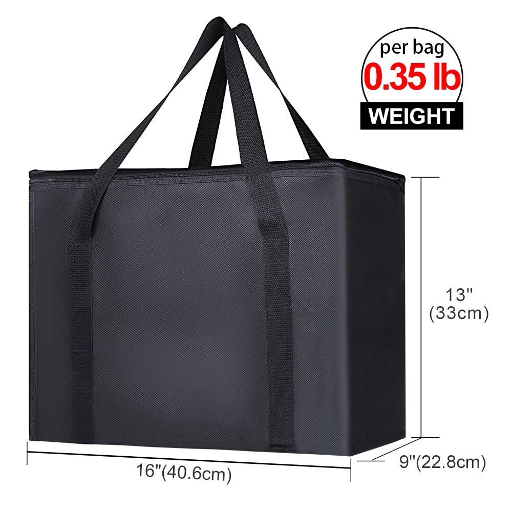 2 Pack Insulated Reusable Grocery Bag with Zippered Top X-Large Frozen Foods