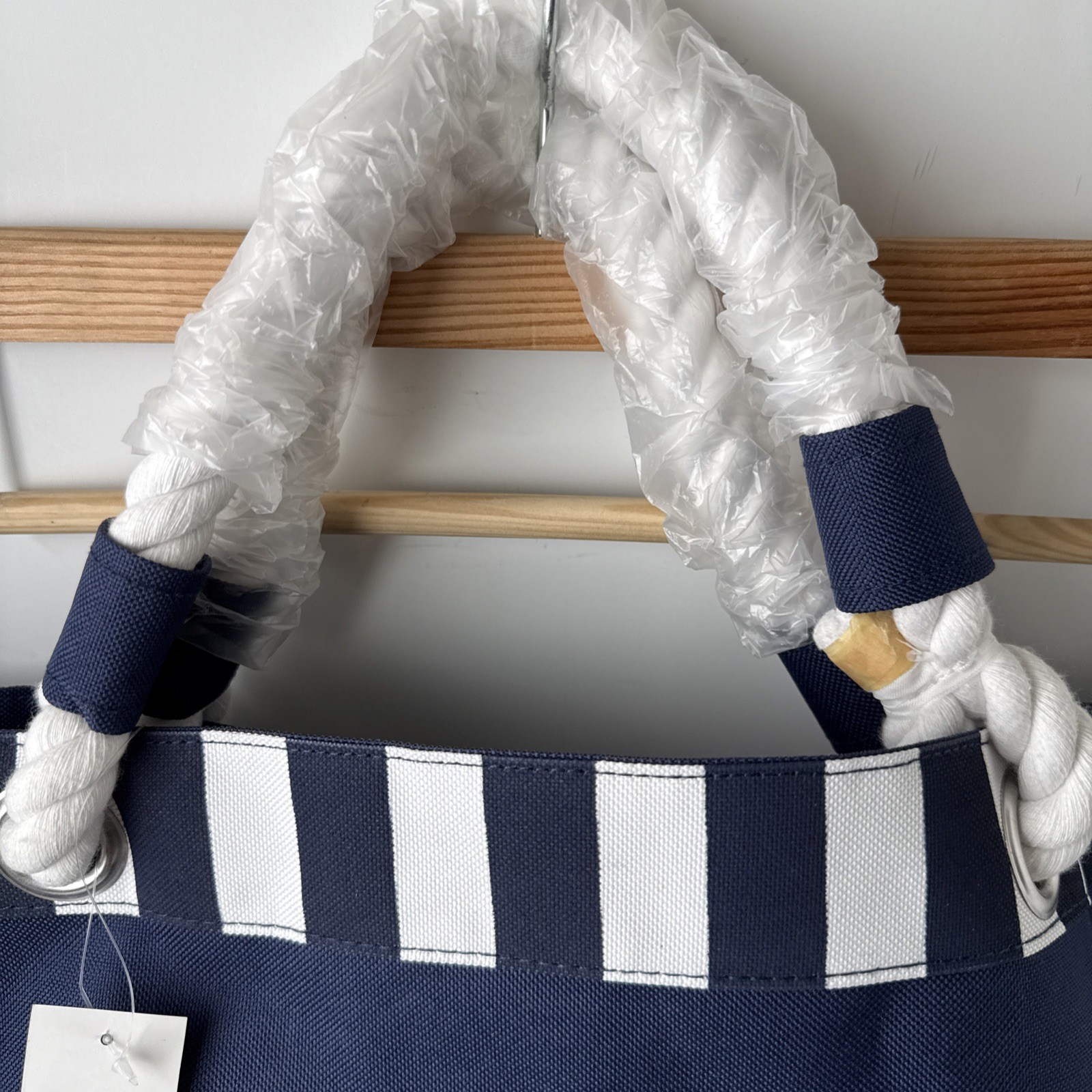 YANKEE CANDLE Navy Blue Tote Bag Nautical Ltd Edition Rope Handles Beach NWT