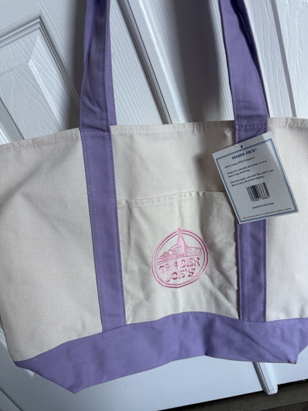 Trader Joe’s Canvas Large Purple Shopping Bag Limited Tote Lavender New W/Tags
