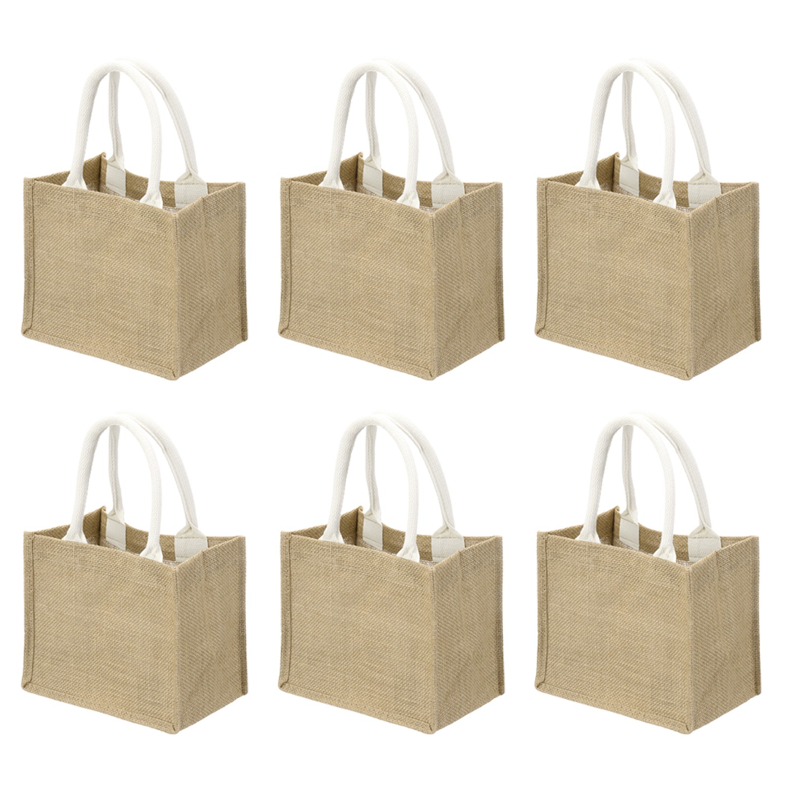 6Pcs Burlap Tote Bags, Reusable Gift Tote Bags 14.2 x 12.6 Inch Brown