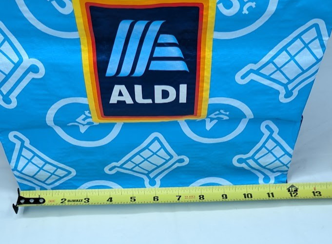 Aldi Reusable Grocery Bag Eco-Friendly Shopping Tote Blue Quarter Logo 13″x14″x8