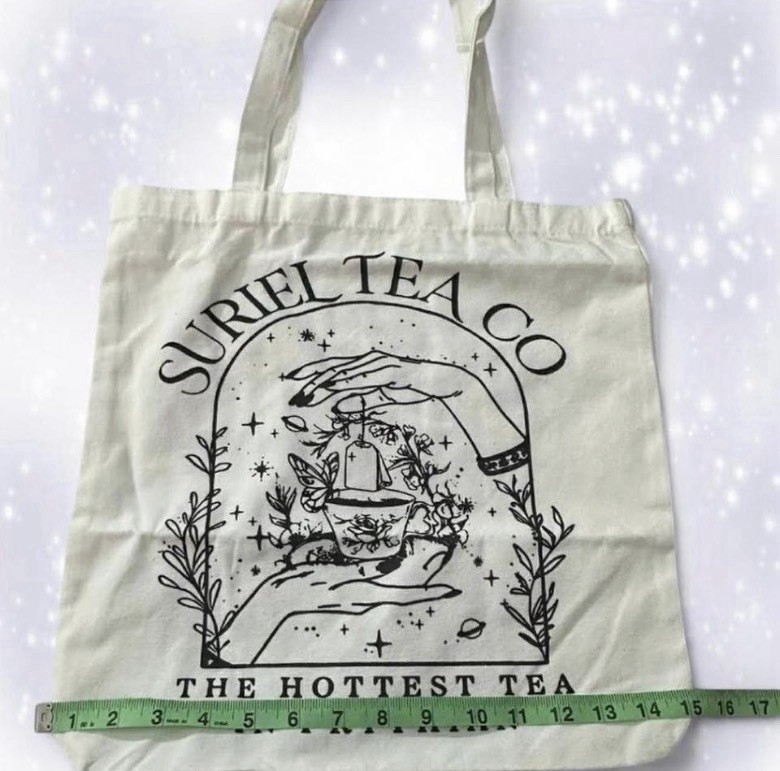 Boho Witchy Aesthetic Suriel Tea Co White Graphic Printed Spacious Cloth Tote