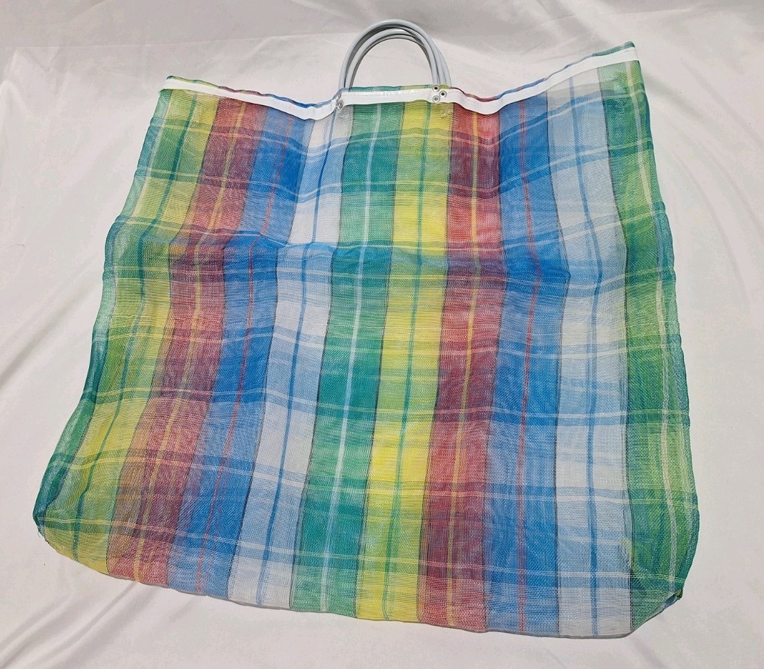 Vintage Mexican Mercado Mesh Beach Market Shopping Nylon Bag Reusable Large