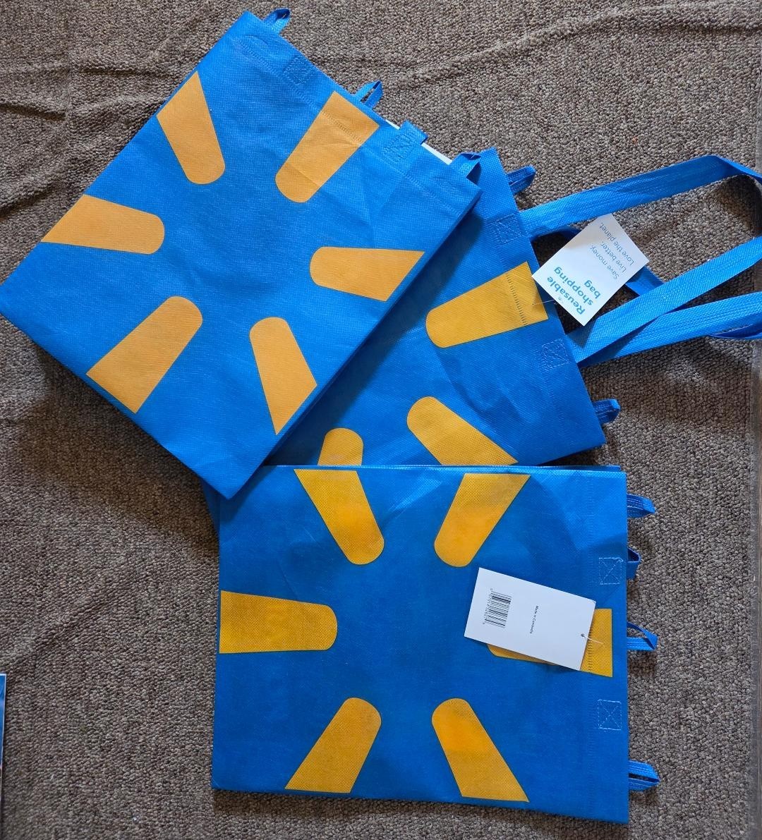 3 Pack -Walmart Logo-Reusable Grocery and Travel Tote Bags