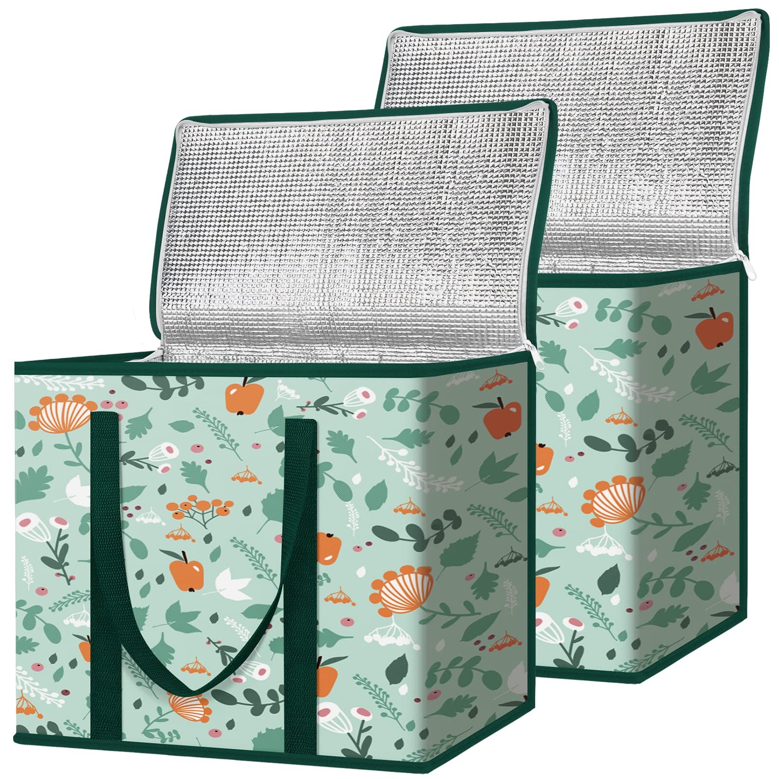 2Pk Insulated Reusable Grocery Bags, Collapsible Cooler Bag for Groceries, He…