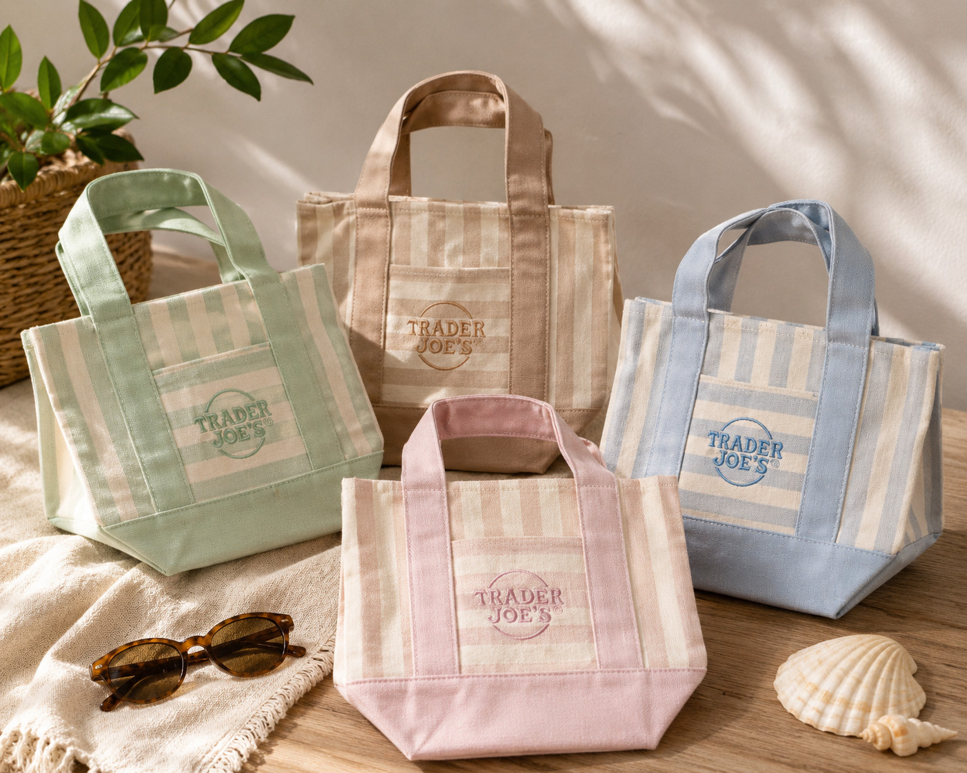 Set of 4 different Trader Joe’s Summer Edition Tote Bags