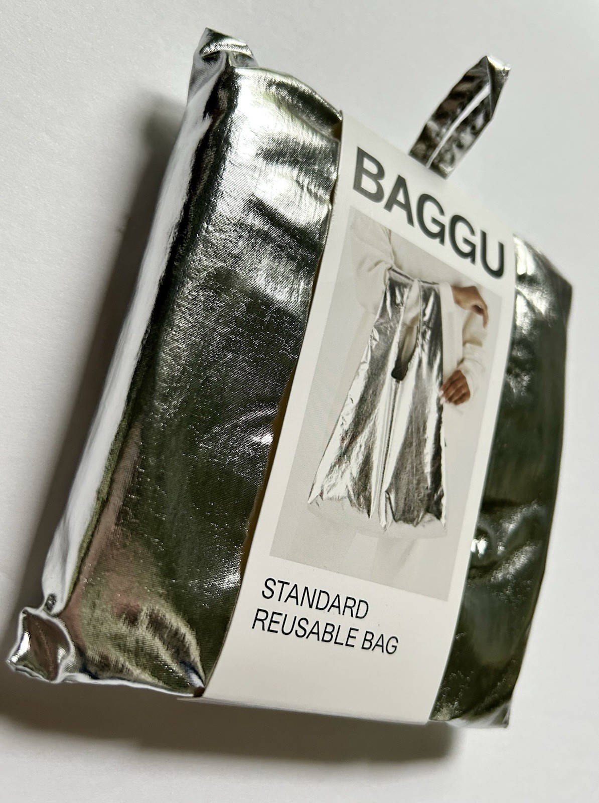 NEW! Baggu STANDARD BAG in “Metallic Silver” — Recycled Nylon SOLD OUT + RARE!!!