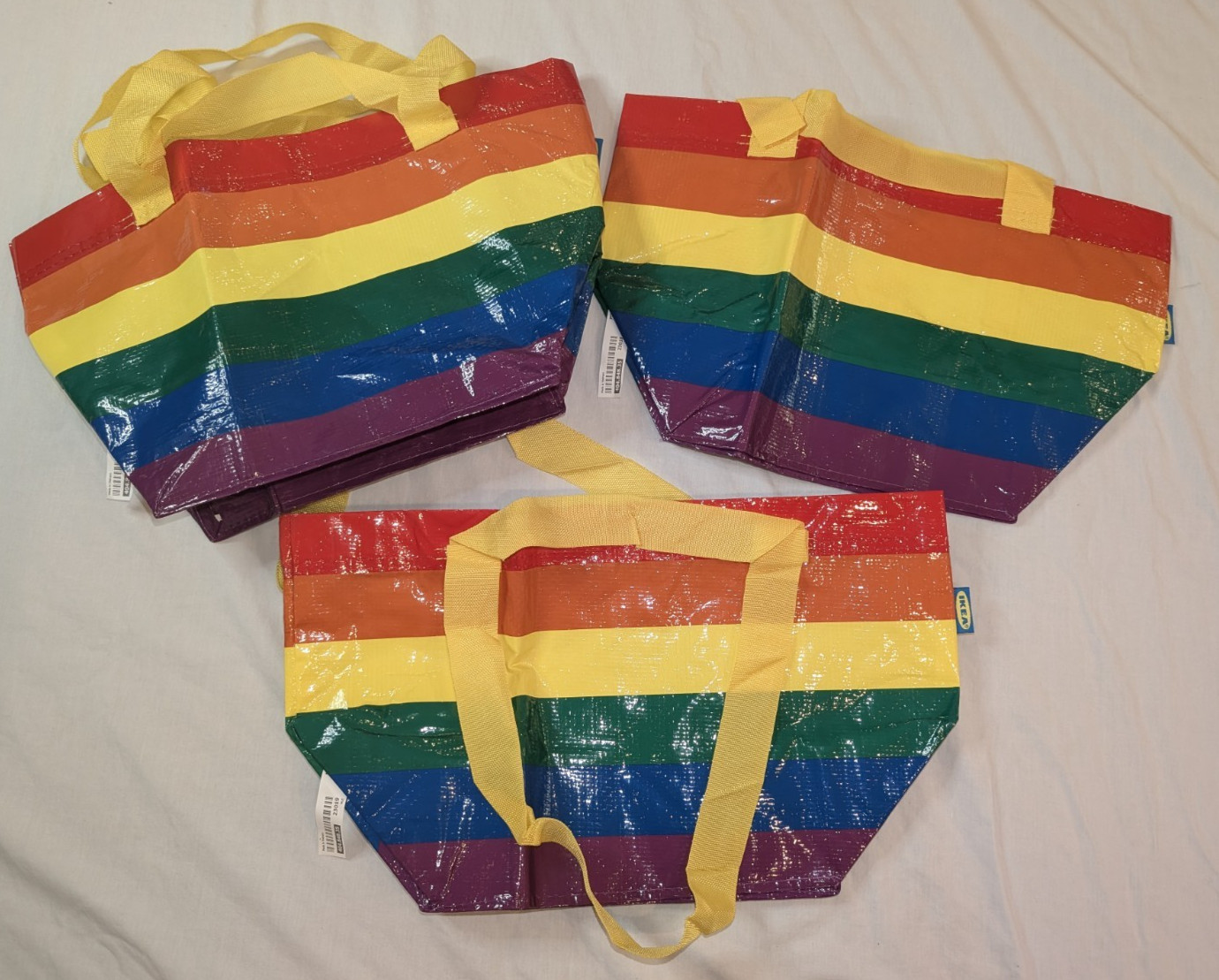 IKEA Rainbow Mini Tote Shopper Bag w/ Double Handles- Lot of 3