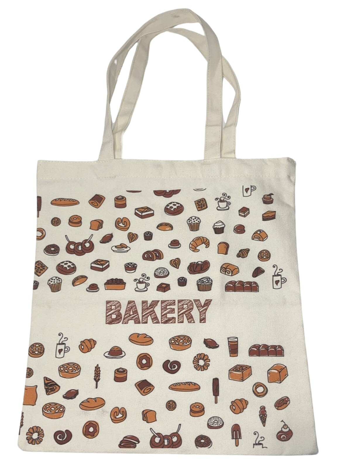 UNBRANDED Canvas Tote Bag With Pocket Top Handles Magnetic Close Bakery Print