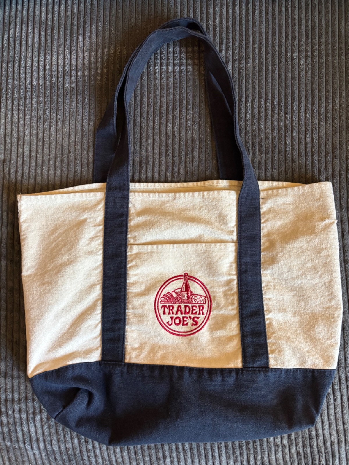 Trader Joe’s Classic Canvas Tote Bag Navy Blue Handles – Circa 2012 lightly used