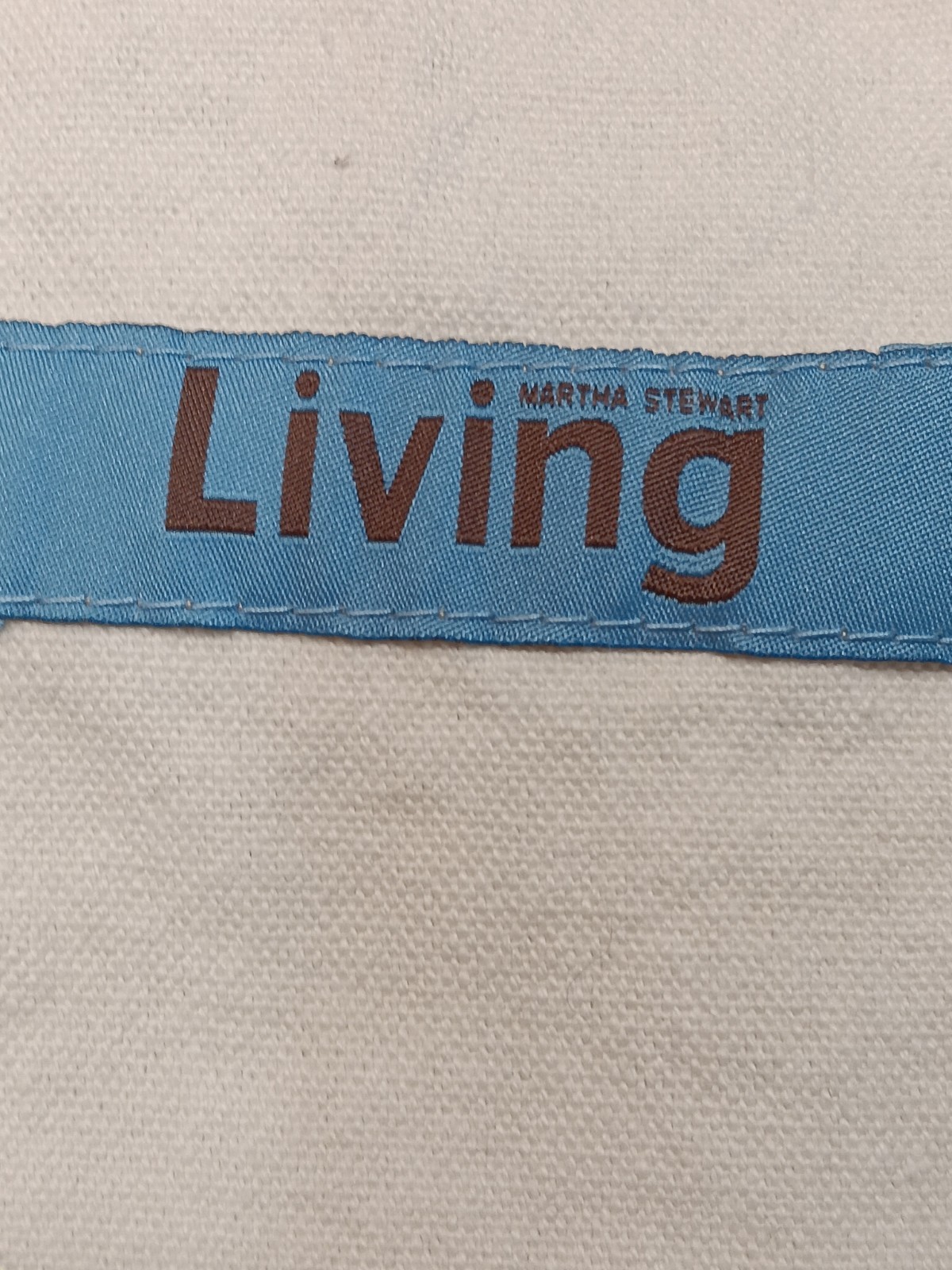 Martha Stewart Living Tote Bag Blue Beige Canvas Reusable Shopping Eco Friendly