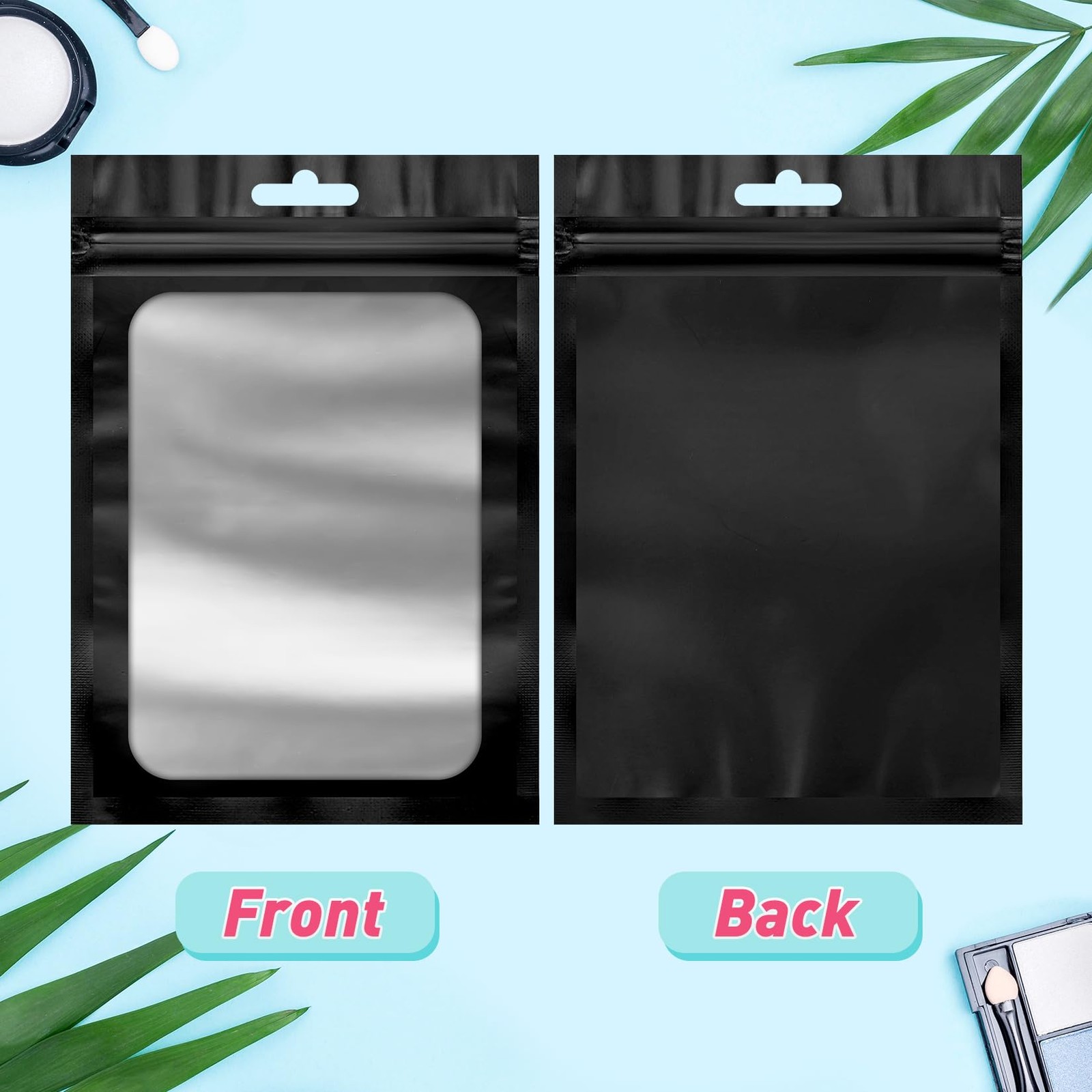 Funfery 300 Pack Smell Proof Resealable Bags for Food 4×6 inch, Black