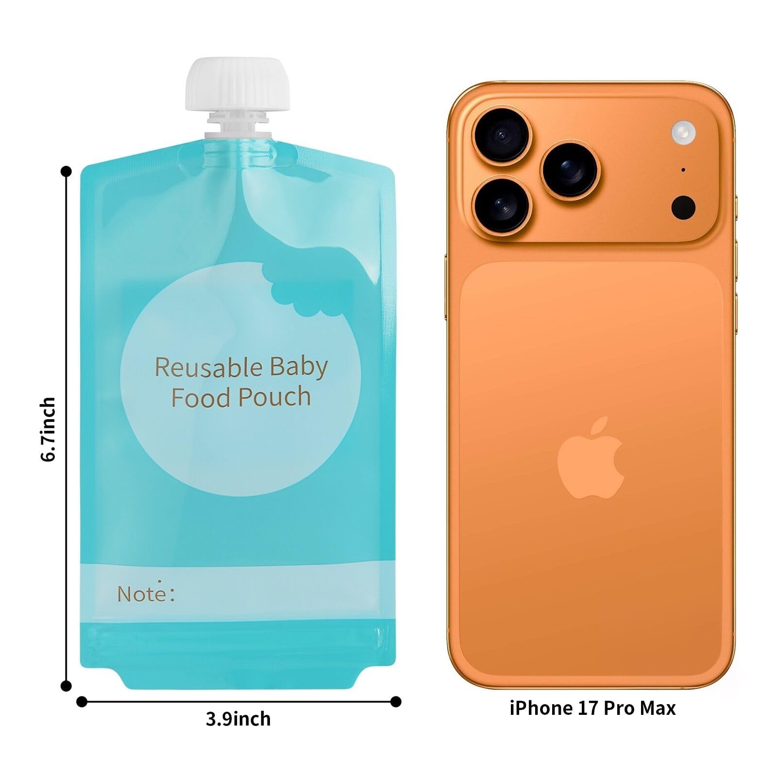 Kirecoo Reusable Baby Food Pouches – 12PCS 7oz Refillable Blue