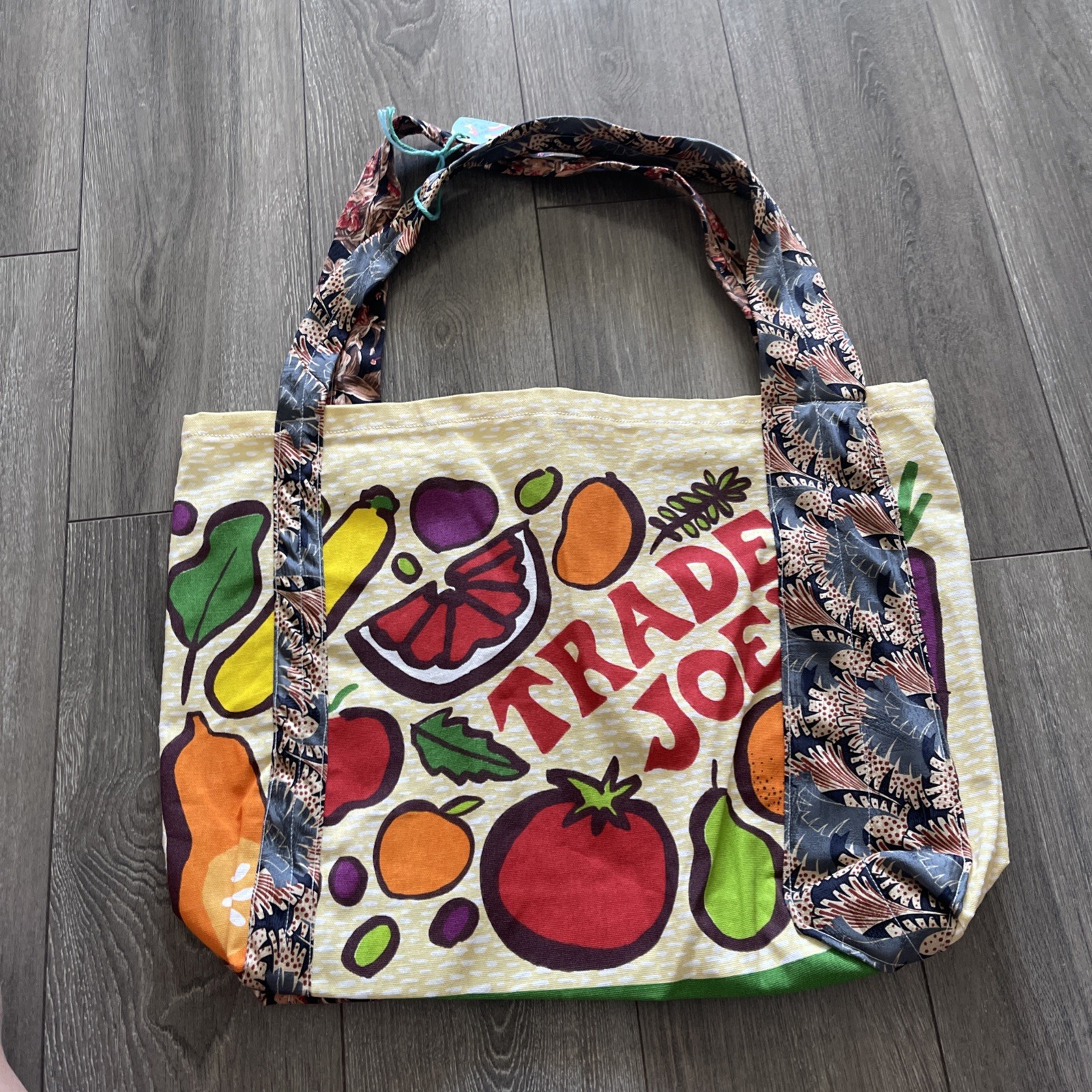 Trade Joes Tote Bag With Upcycled Tie Handles 19 X 13 X 5