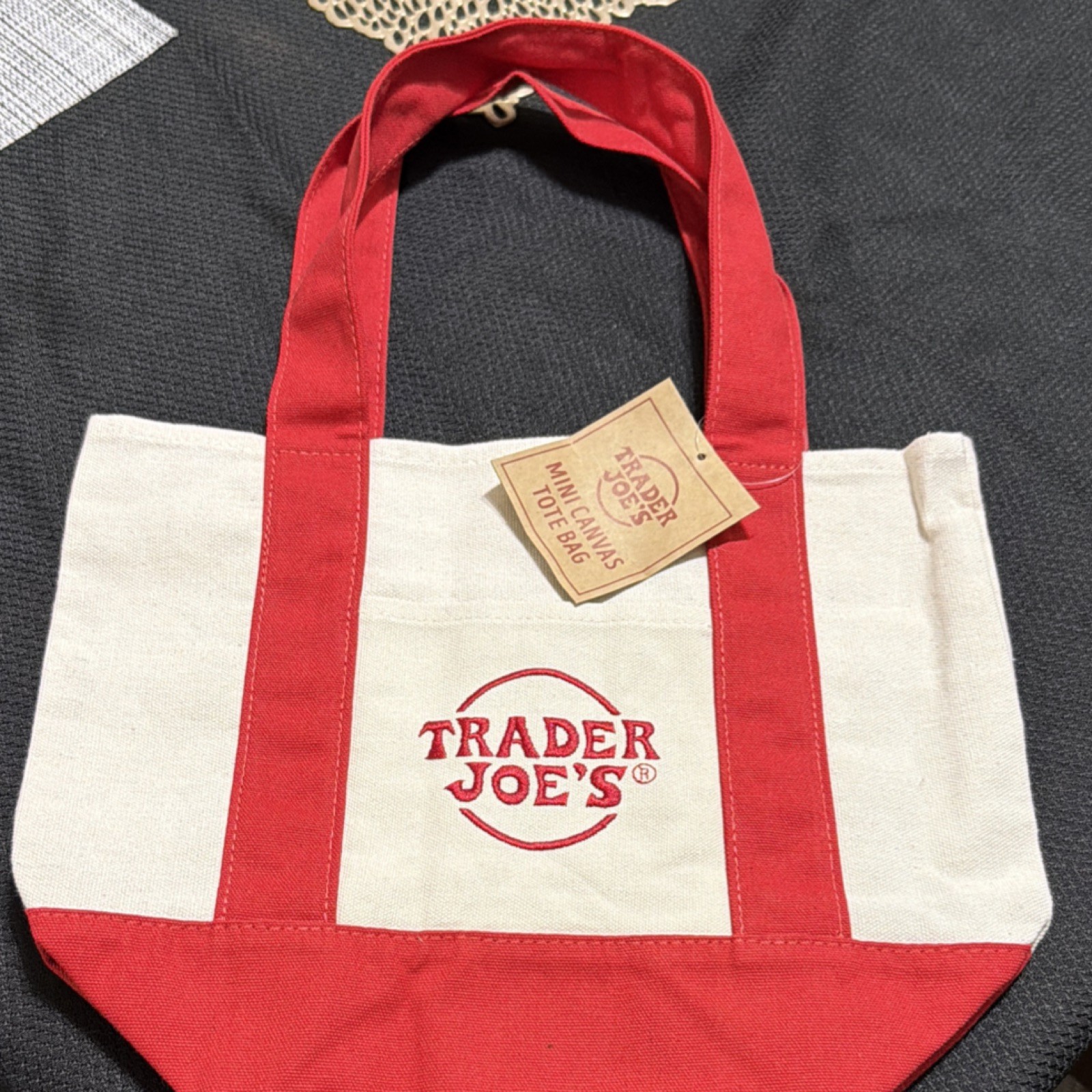 Trader Joe’s Limited Holiday Canvas Reusable Tote Bag Multicolor Solid Plain 4pc