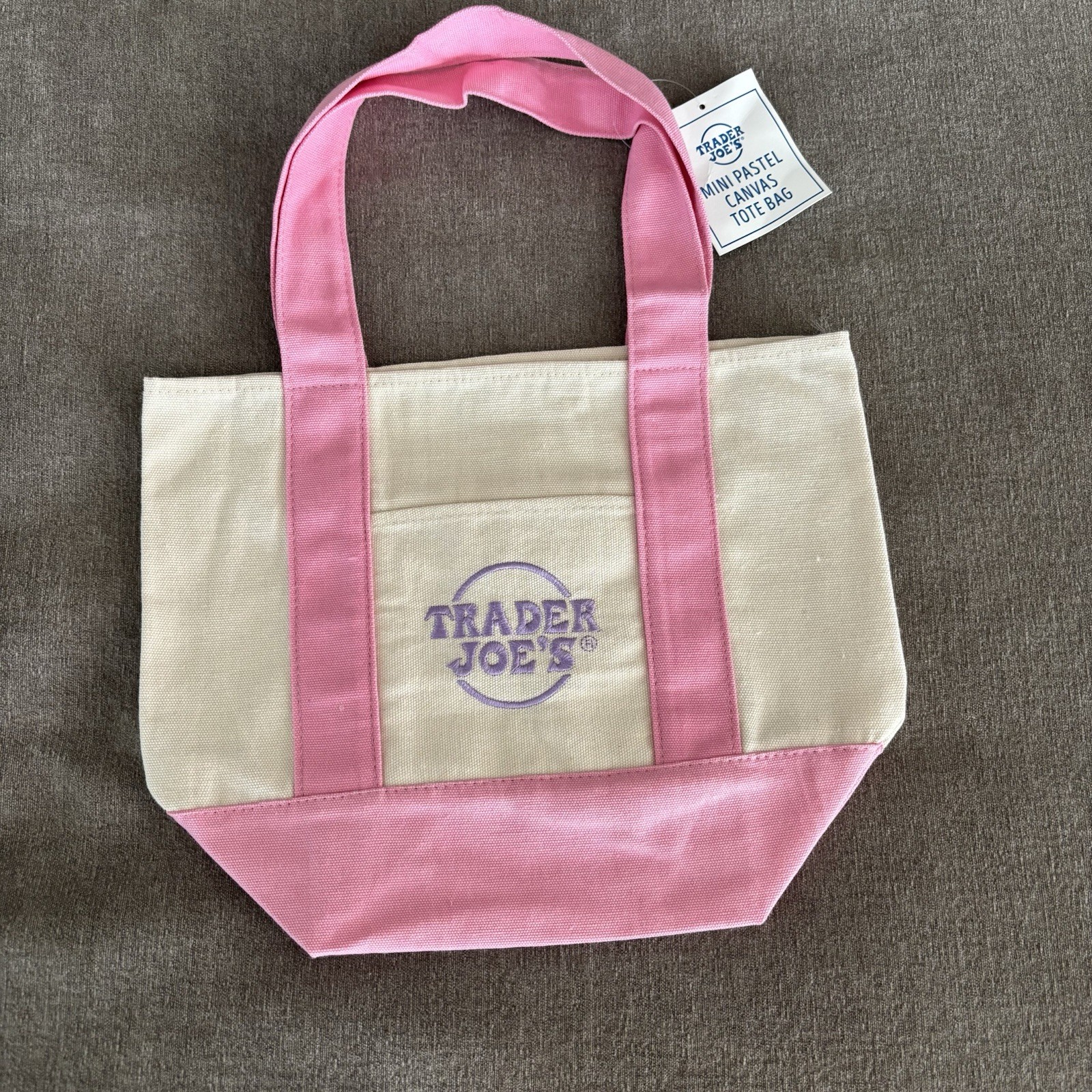Trader Joe’s Mini Pastel Canvas Tote Bags Set of 4 Cotton Polyester Multicolor