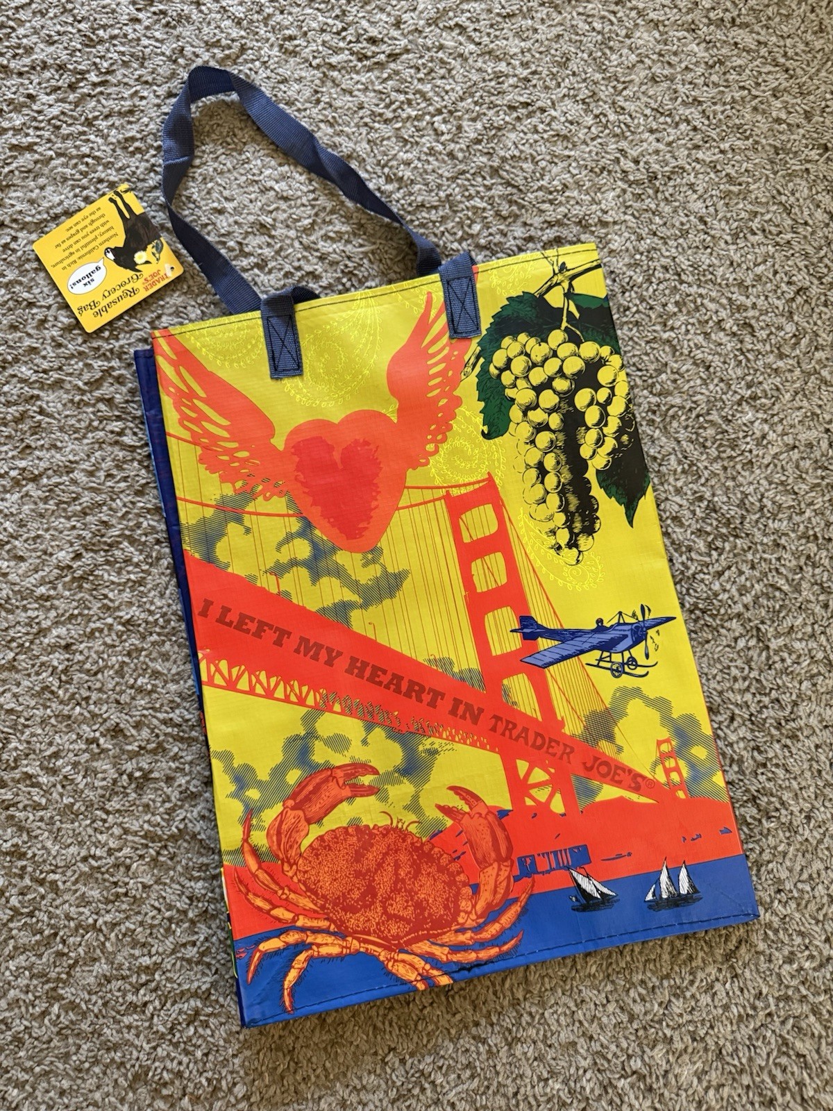 Trader Joe’s Foldable Plastic Reusable Shopping Bag Multicolor Pop Art Set of 2