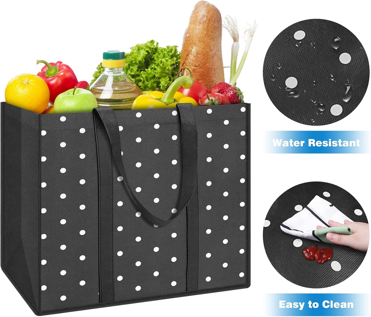 10 Pack Reusable Extra Large Grocery Bags with Handles for Shopping Picnic Tote
