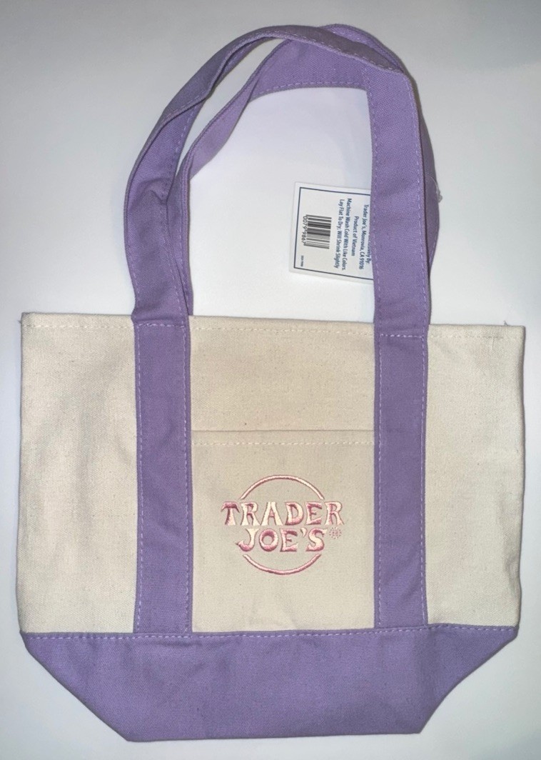 Complete Set of Four Trader Joe’s Mini Pastel Canvas Tote Bags New w/Tags