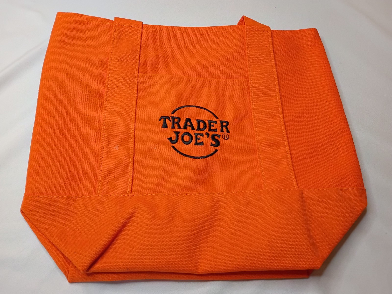 Trader Joe’s Trick-or-Treat Canvas Tote Bag Orange Foldable Cotton Polyester
