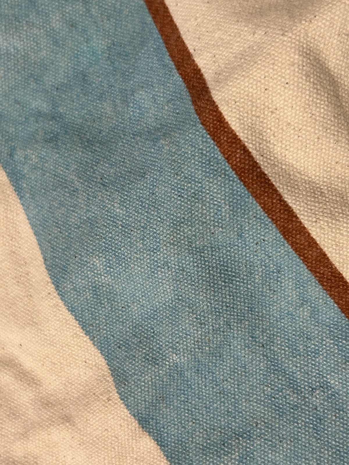 Madewell Canvas Tote Bag 14” x 14” Blue Beige Rust Striped Shopping 100% Cotton