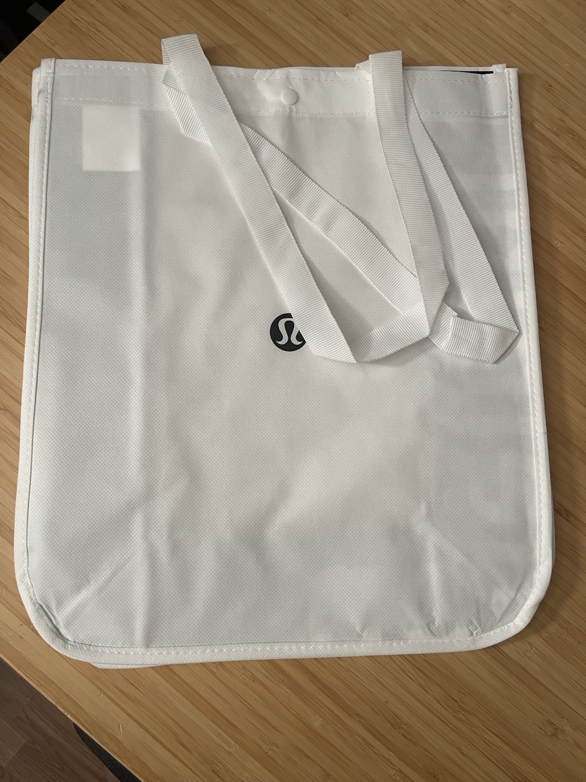 Lululemon Reusable Shopping Tote Bag Large White With black Tote New