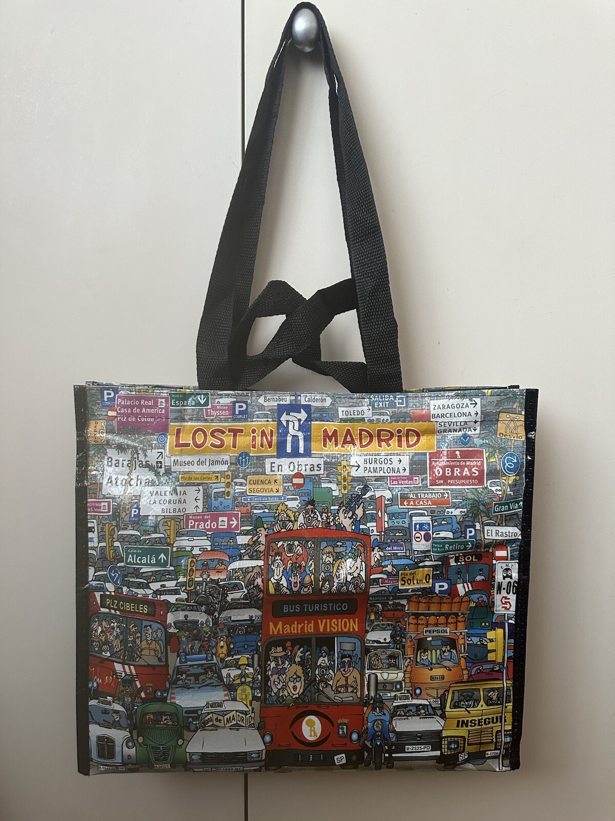 Madrid Shopping Bag 13x.5 X 15.5 Inch, Bleach Handles