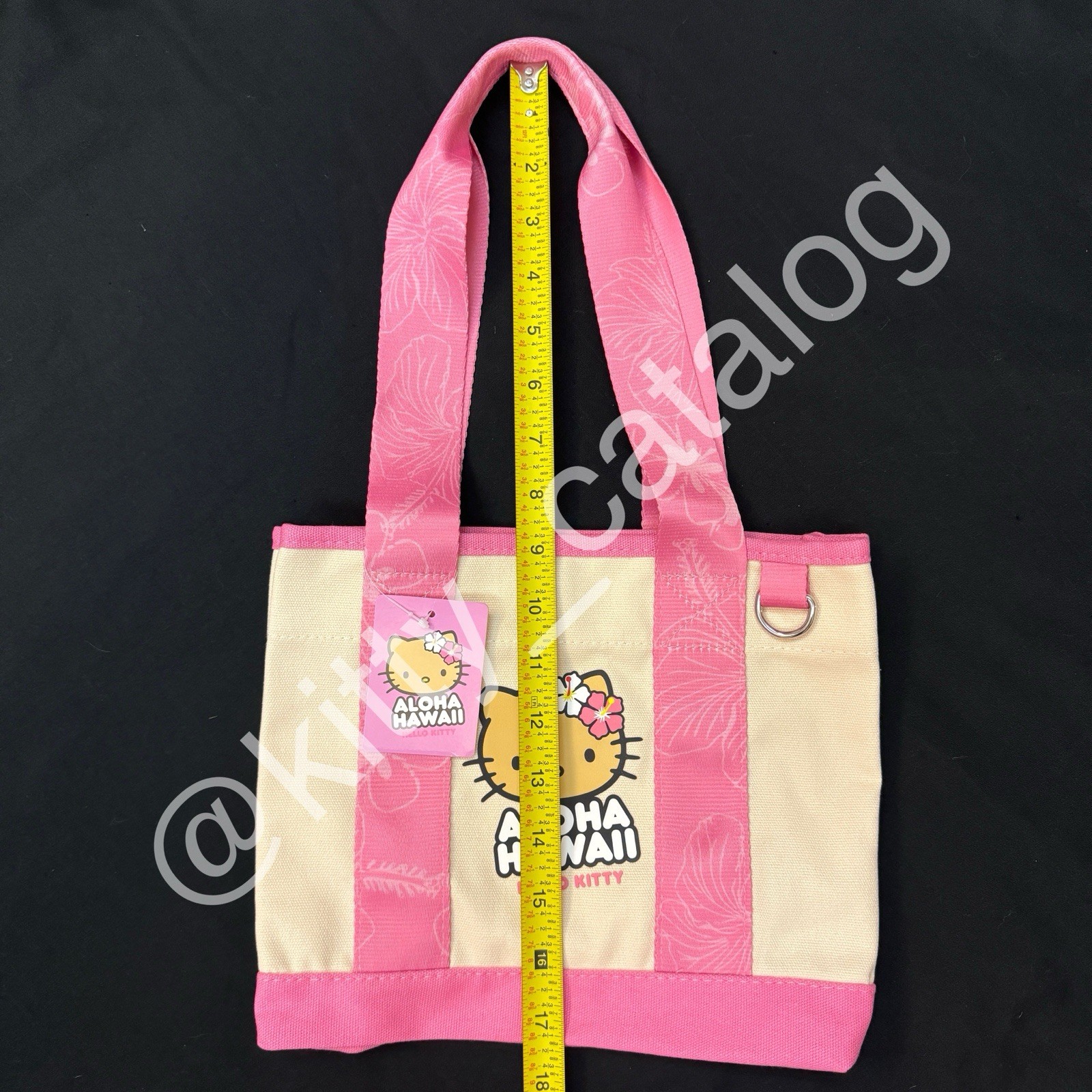 ABC Stores Hawaiʻi: Sun Tan Hello Kitty Big Face Mini Canvas Tote Bag, Pink