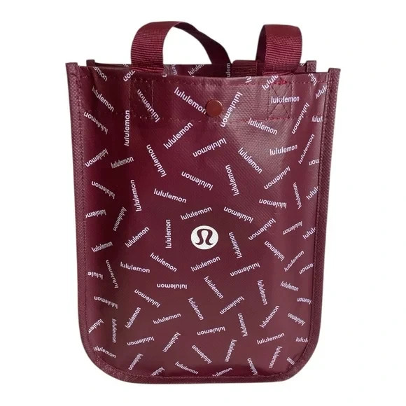 Lululemon Reusable Small Tote Set of 3 Bags, Red, White, Green Snap New