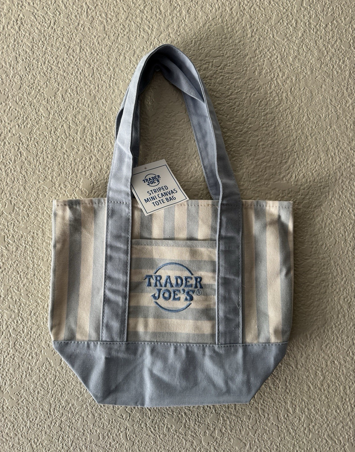Trader Joe’s Striped Mini Canvas Tote Bag, Reusable Multicolor (Set of 4)