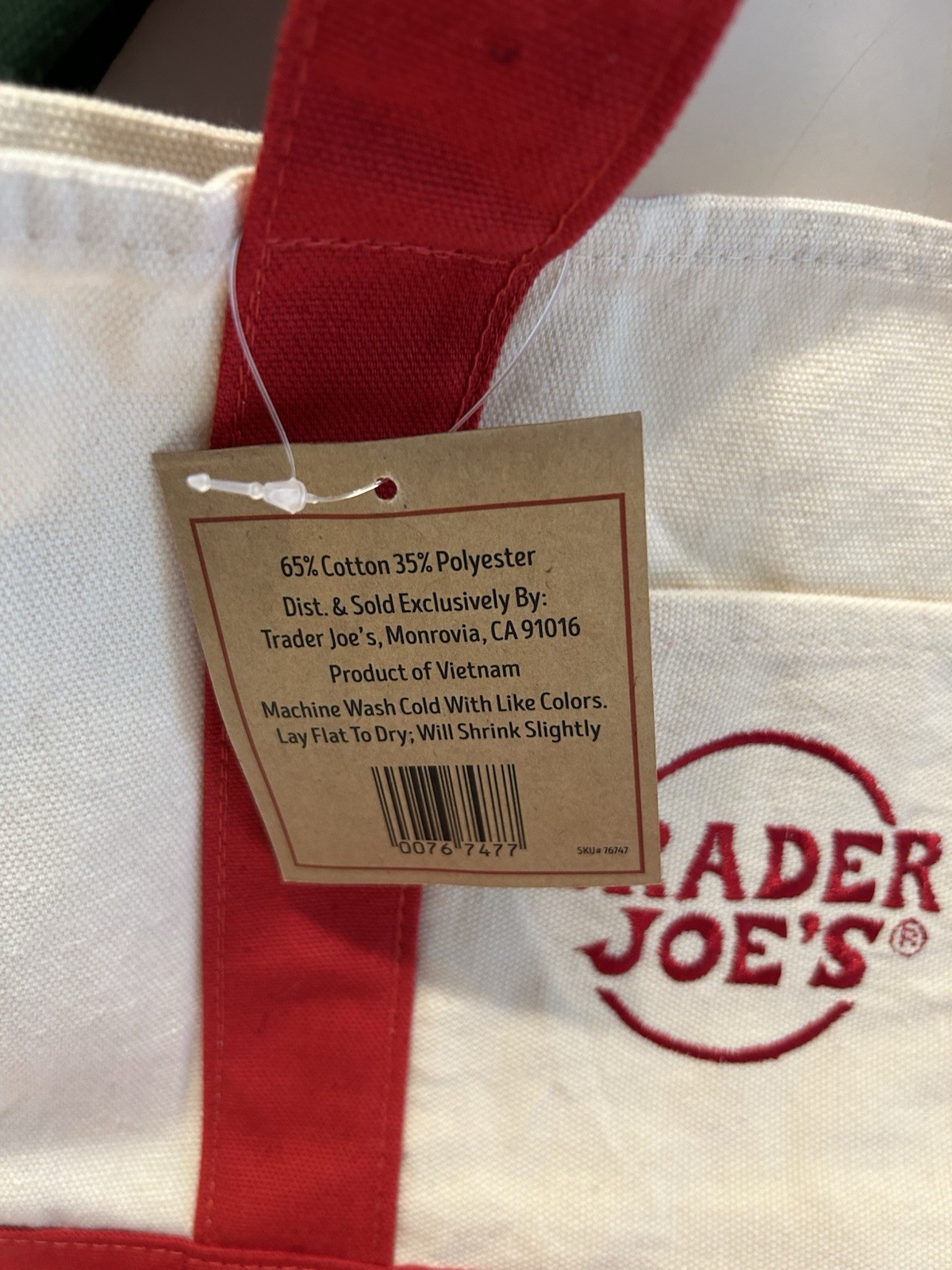 NEW Trader Joes Reusable Large Bag And Canvas Mini Tote Set of 3 Green & Red