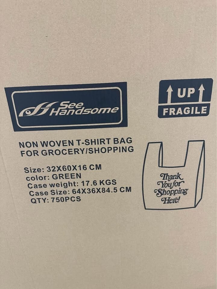 Non woven Grocery, Retail T-shirt Shopping Reusable Bags 750 -1000 Bags- 40 GSM