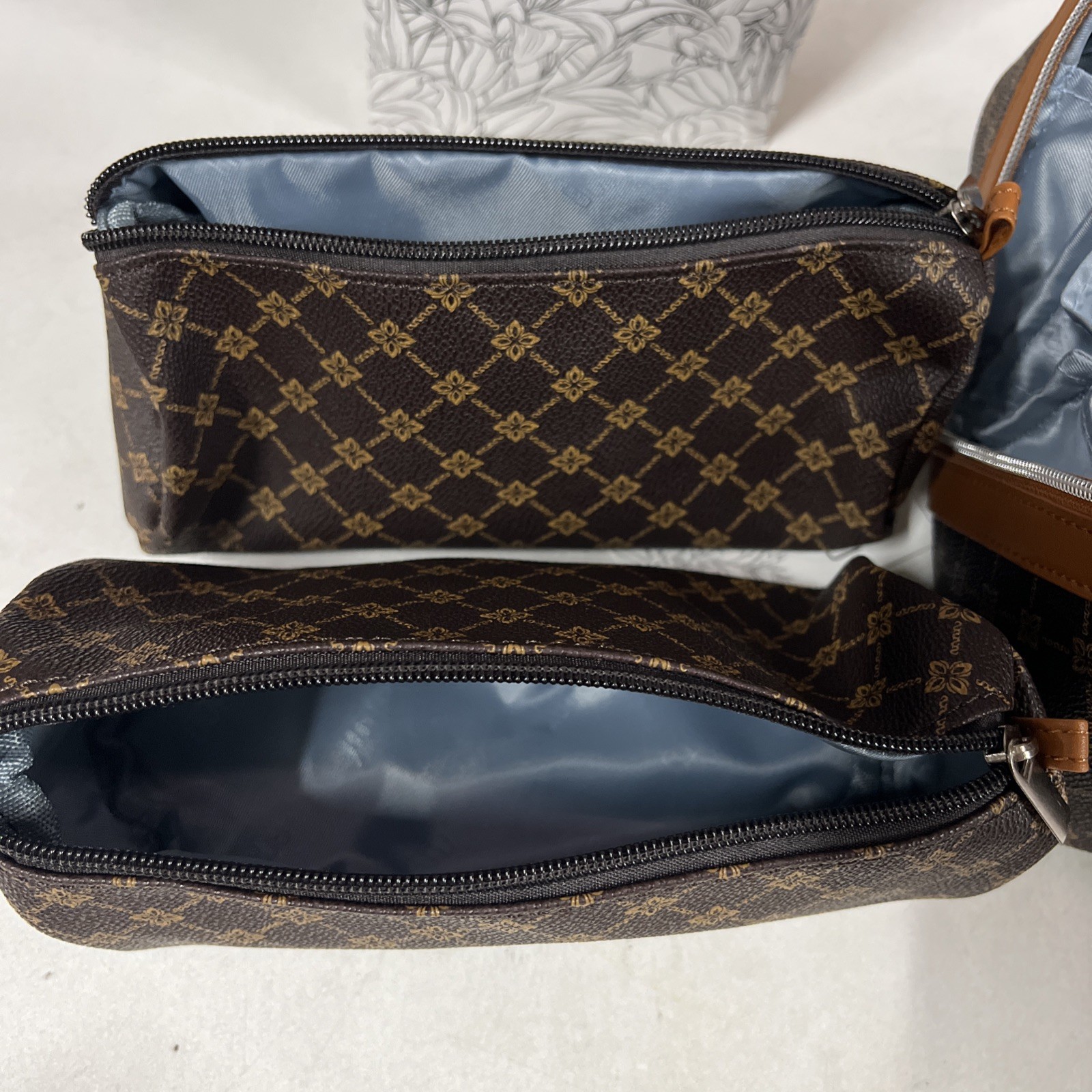 Travel Makeup Bag Cosmetic Bags for Women: 3 Pcs Set Large A-1-Coffee Boyatu