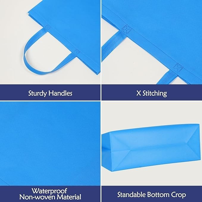 Large Non Woven Tote Bags 15.7” Rainbow Reusable Shopping Bags 10 Pack