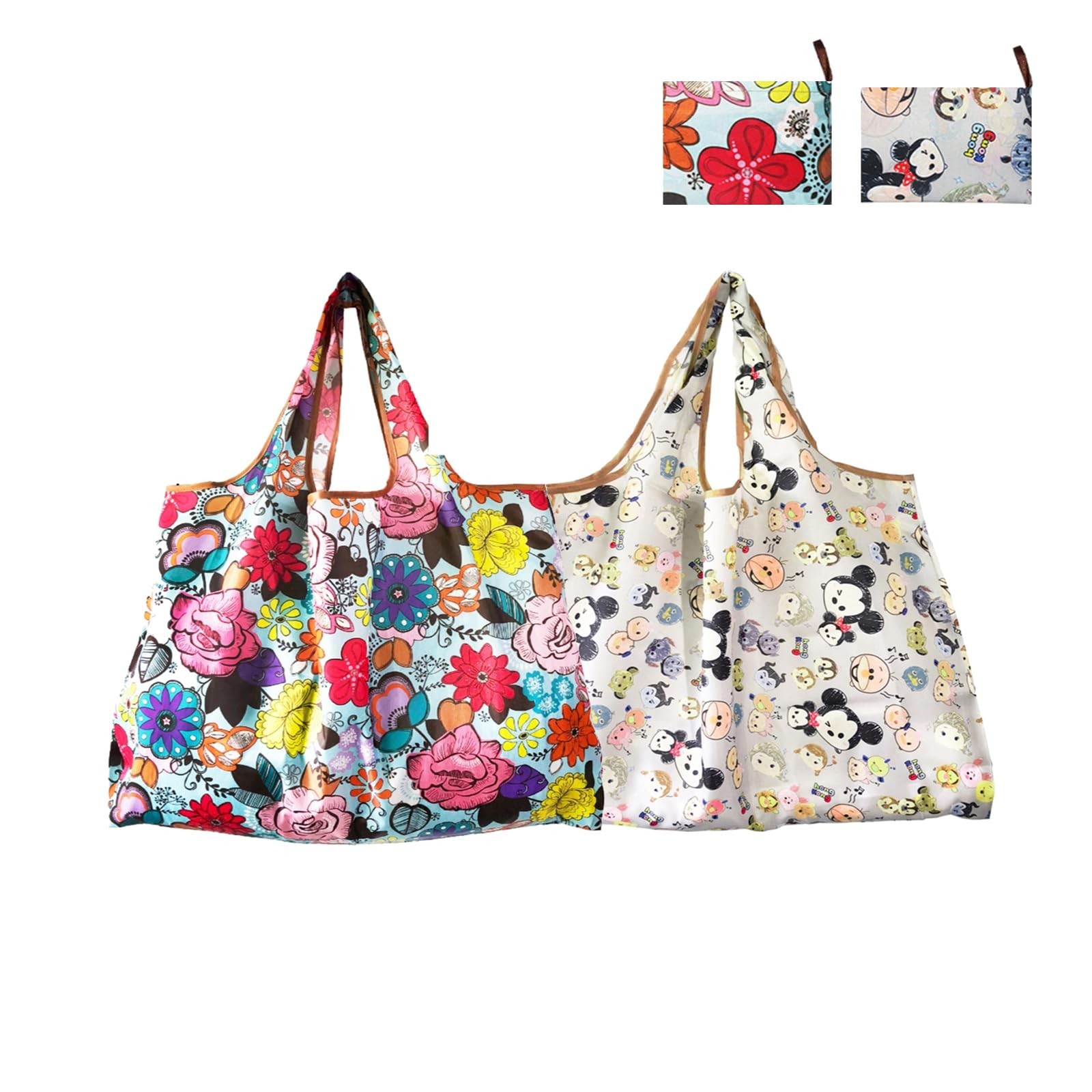 2 Pack Reusable Grocery Shopping Bag Foldable Ripstop 40LBS Heavy Duty