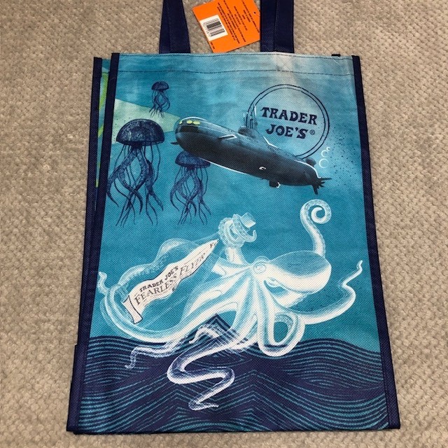 Trader Joes Ocean Marine Tote Blue Made from Recycled Ocean Plastics Set of 2