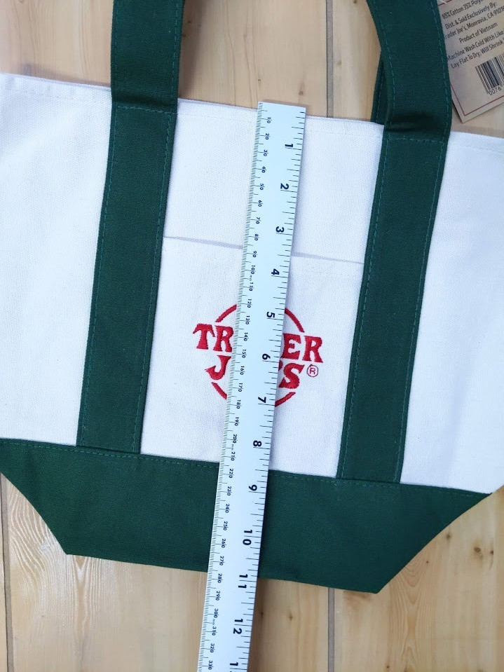 Trader Joe’s Mini Canvas Tote Bag Green White Utility NWT Limited Edition